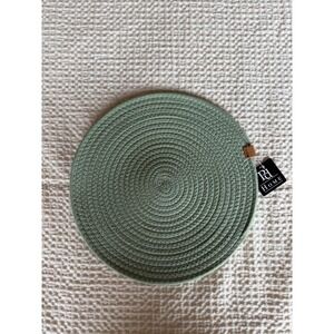 PD Home Sage Green Coiled Cotton Rope Round Placemat 13.5 Inch Farmhouse Boho